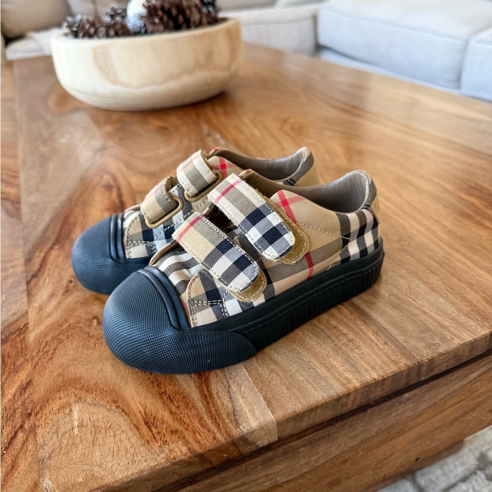 Burberry Checkered Kids Sneakers with Black Soles